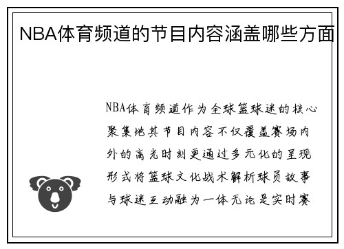 NBA体育频道的节目内容涵盖哪些方面